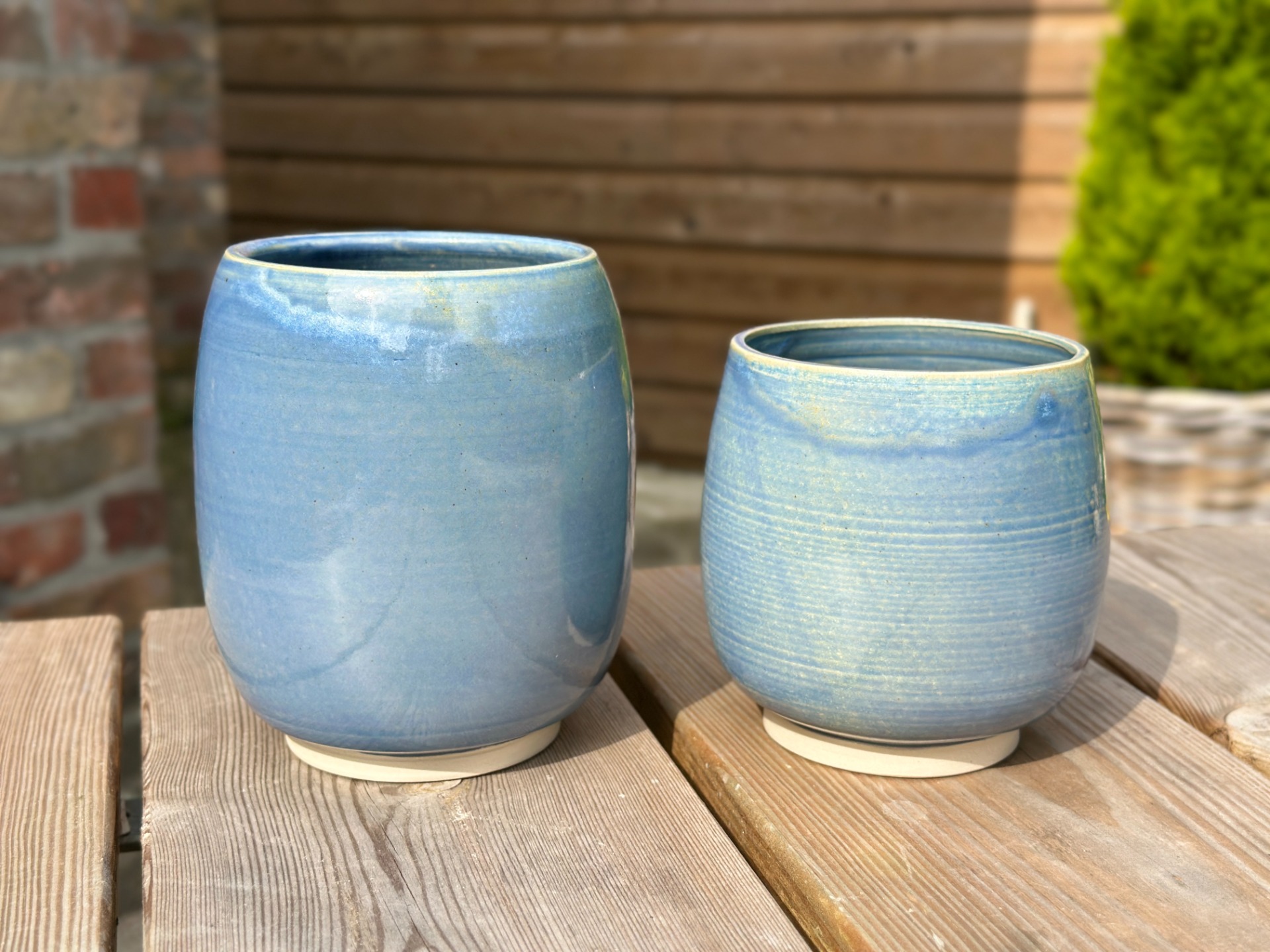 handgemaakte blauwe keramische tafelvaas
